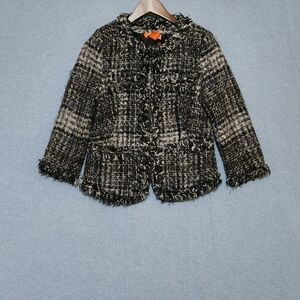 Joe Fresh Tweed Jacket with Fringe Details